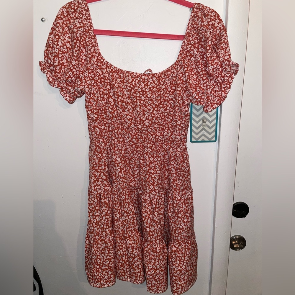 Coral Dress with Flower print